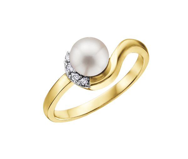 BAGUE EN OR 10K SERTIE D'UNE PERLE DE CULTURE ET DE DIAMANTS BAGUE EN OR 10K SERTIE D'UNE PERLE DE CULTURE ET DE DIAMANTS